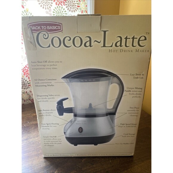 NEW Back To Basics Cocoa-Latte Hot Drink Maker - Black & Silver - Picture 2 of 3